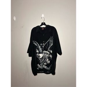 Dragonfly Roadhouse black button up shirt size 3x. C25-8